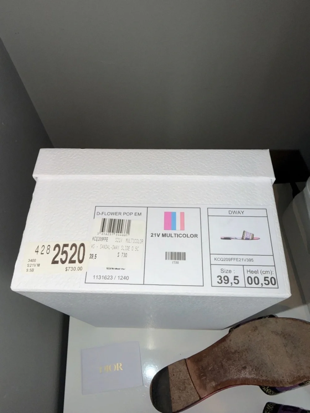 Dior Pink & Purple Floral Logo Slide Sandals - Picture 3 of 3